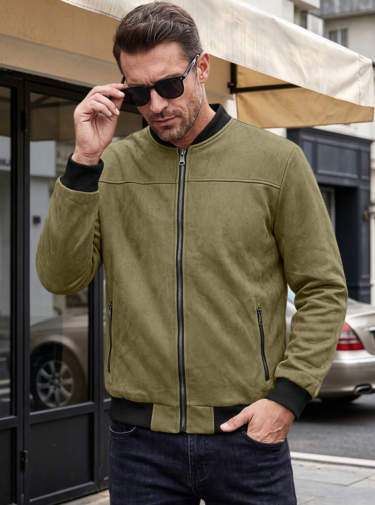 Men's Clothing Tops Jackets Coats Men's Spring Autumn Suede Pilot Jacket Retro Street Baseball Jacket Motorcycle Jacket Outerwear