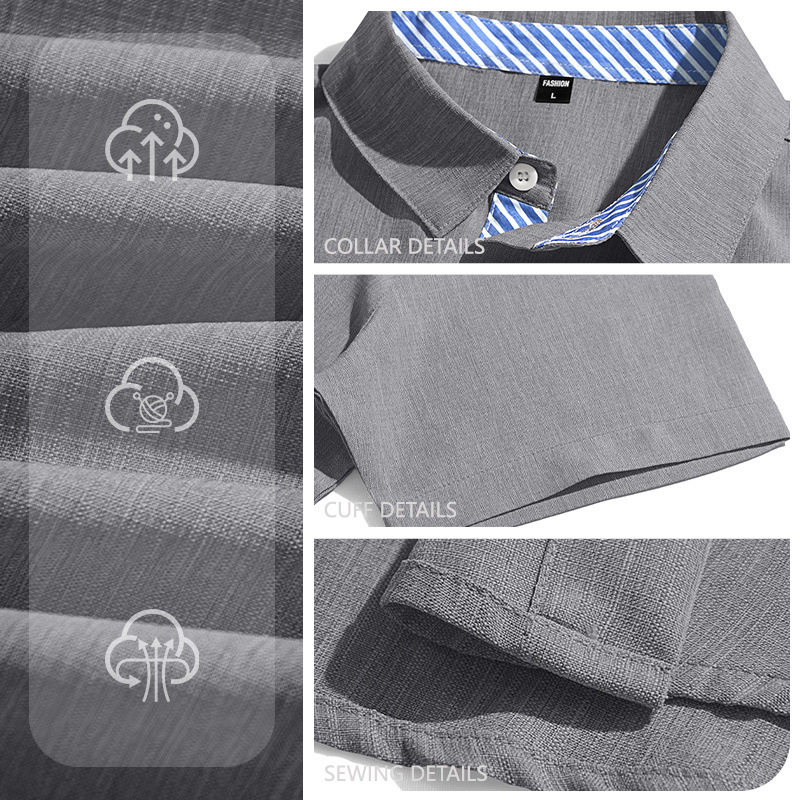 Men's Clothing Tops T-Shirts Summer New Men's Linen Short Sleeve Shirts with Pocket Casual T-Shirts