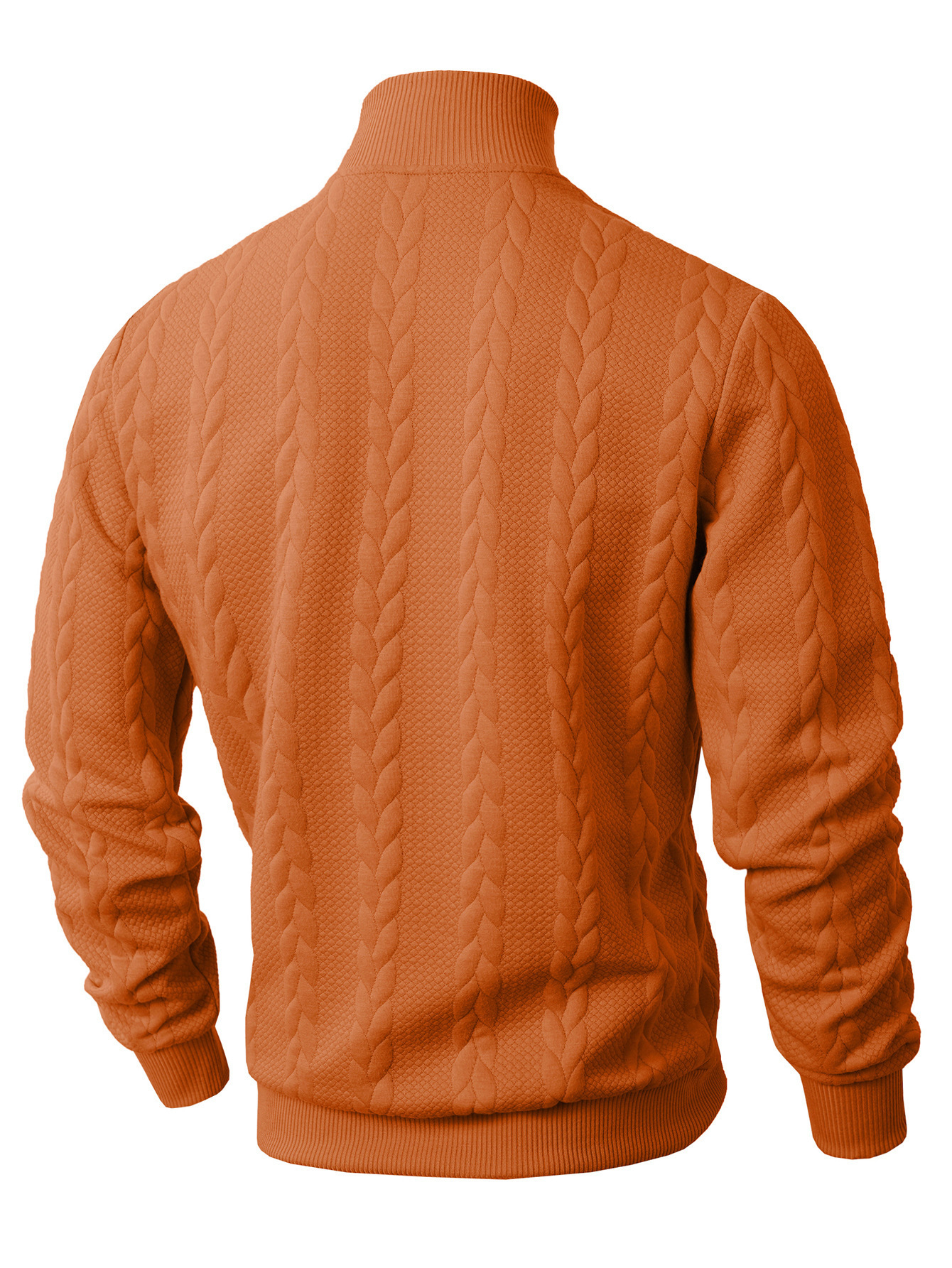 Men's Clothing Tops Sweaters Cardigans Jacquard Knit Sweater New Fall Winter Solid Color High-Neck Warm Casual Men's Long Sleeve Pullover