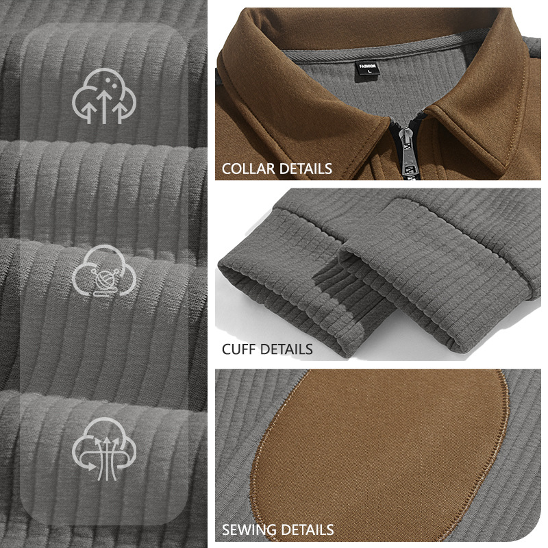 Men's Clothing Tops Sweatshirts Hoodies New Sweater Lapel Patchwork Casual Commute Sports Zip-Up Hoodie for Autumn Winter