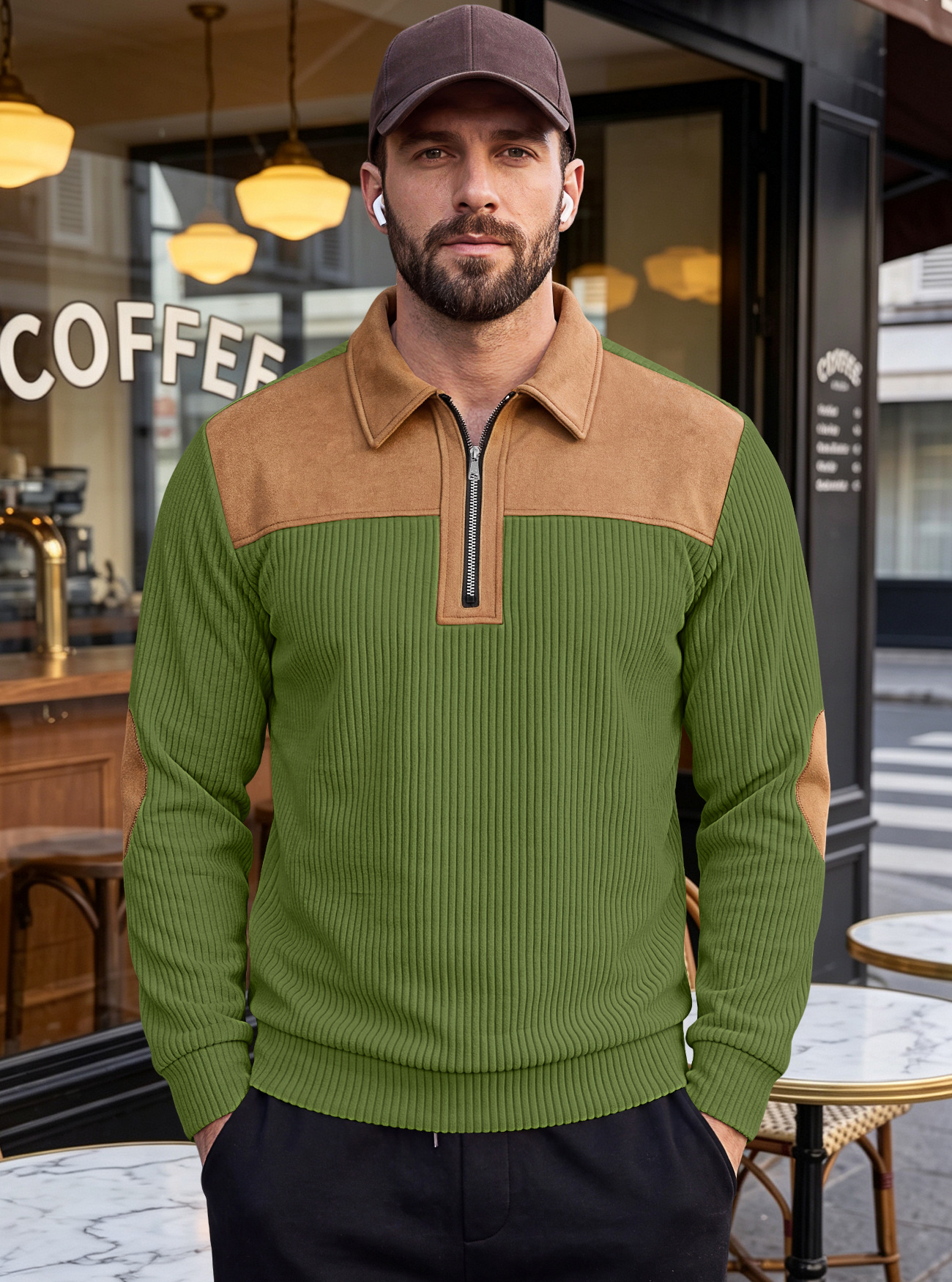 Men's Clothing Tops Sweatshirts Hoodies New Sweater Lapel Patchwork Casual Commute Sports Zip-Up Hoodie for Autumn Winter