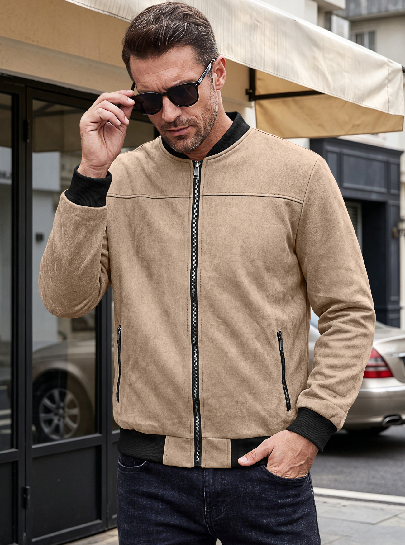 Men's Clothing Tops Jackets Coats Men's Spring Autumn Suede Pilot Jacket Retro Street Baseball Jacket Motorcycle Jacket Outerwear