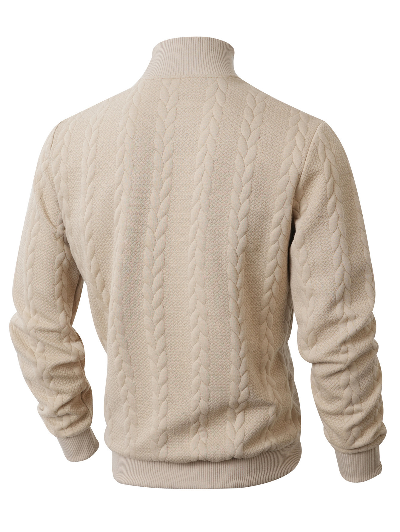 Men's Clothing Tops Sweaters Cardigans Jacquard Knit Sweater New Fall Winter Solid Color High-Neck Warm Casual Men's Long Sleeve Pullover