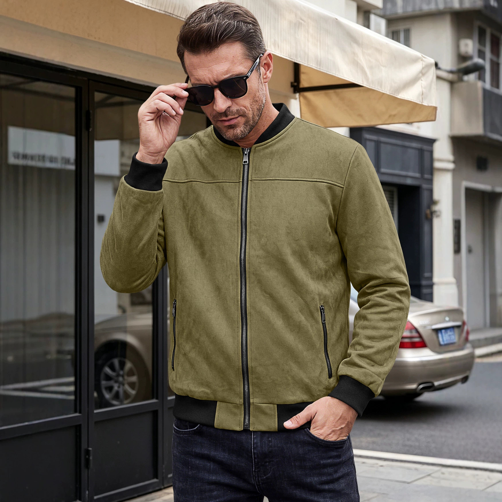 Men's Clothing Tops Jackets Coats Men's Spring Autumn Suede Pilot Jacket Retro Street Baseball Jacket Motorcycle Jacket Outerwear