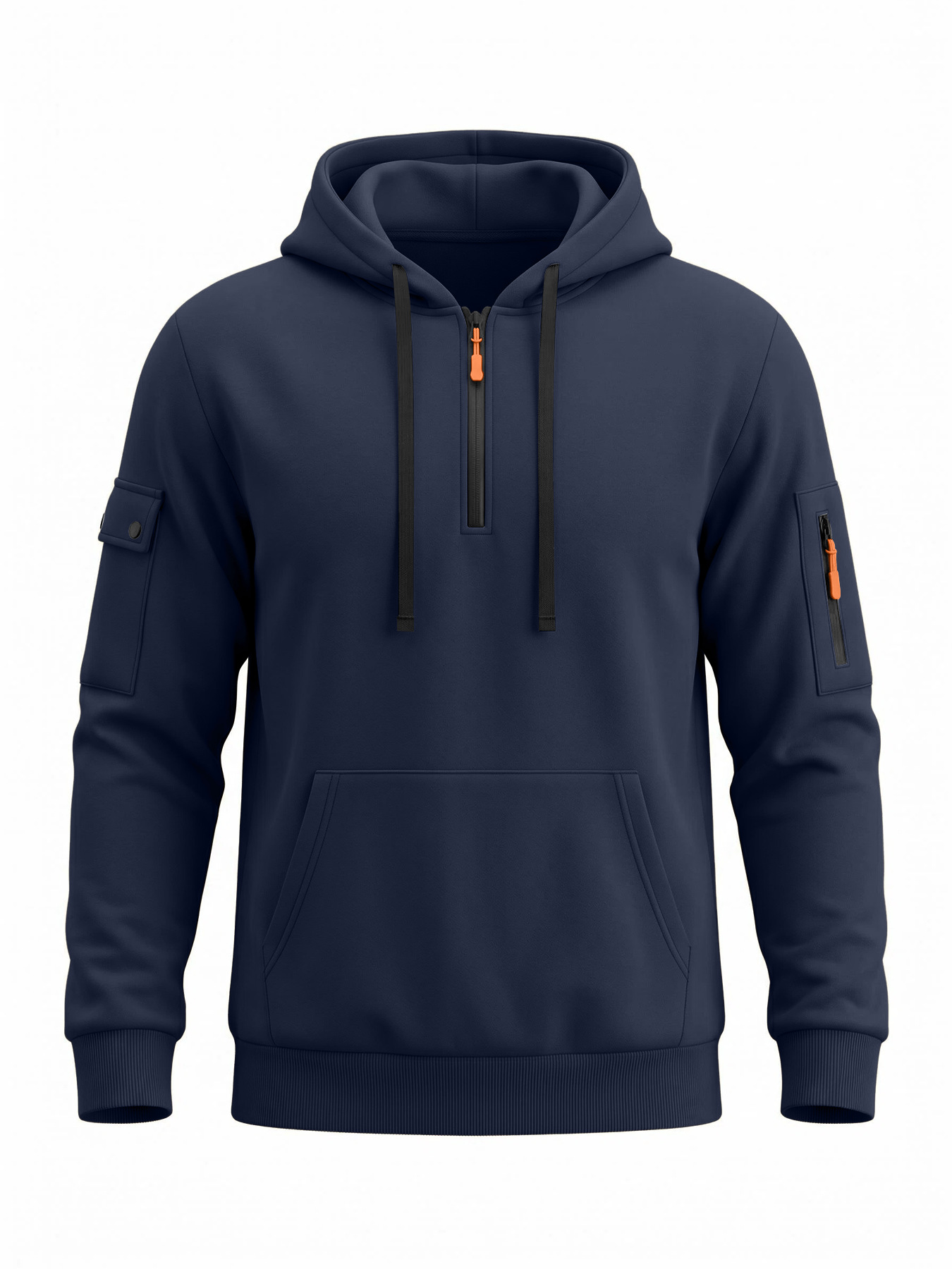 Men's Clothing Tops Sweatshirts Hoodies  Men's Autumn Winter Solid Color Drawstring Hooded Long Sleeve Sweatshirt with Side Zip Thickened Casual Sports Pullover