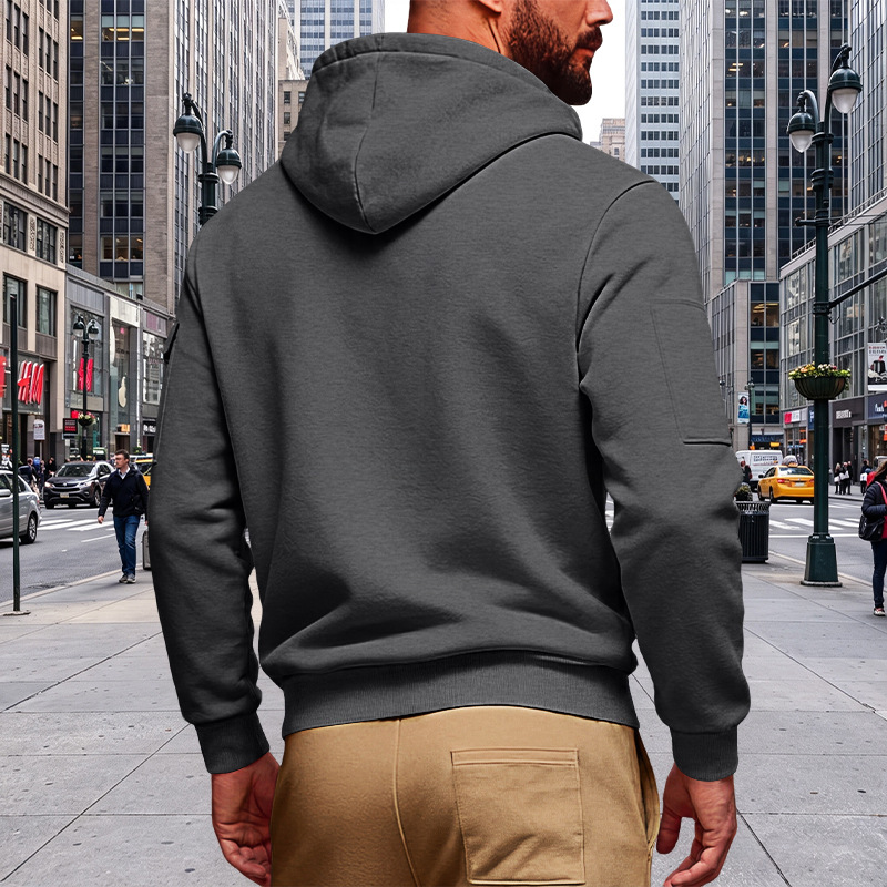 Men's Clothing Tops Jackets Coats Men's Loose Hoodie with Zipper Side Pocket Cardigan Sports Plus Size Casual Sweatshirt Jacket
