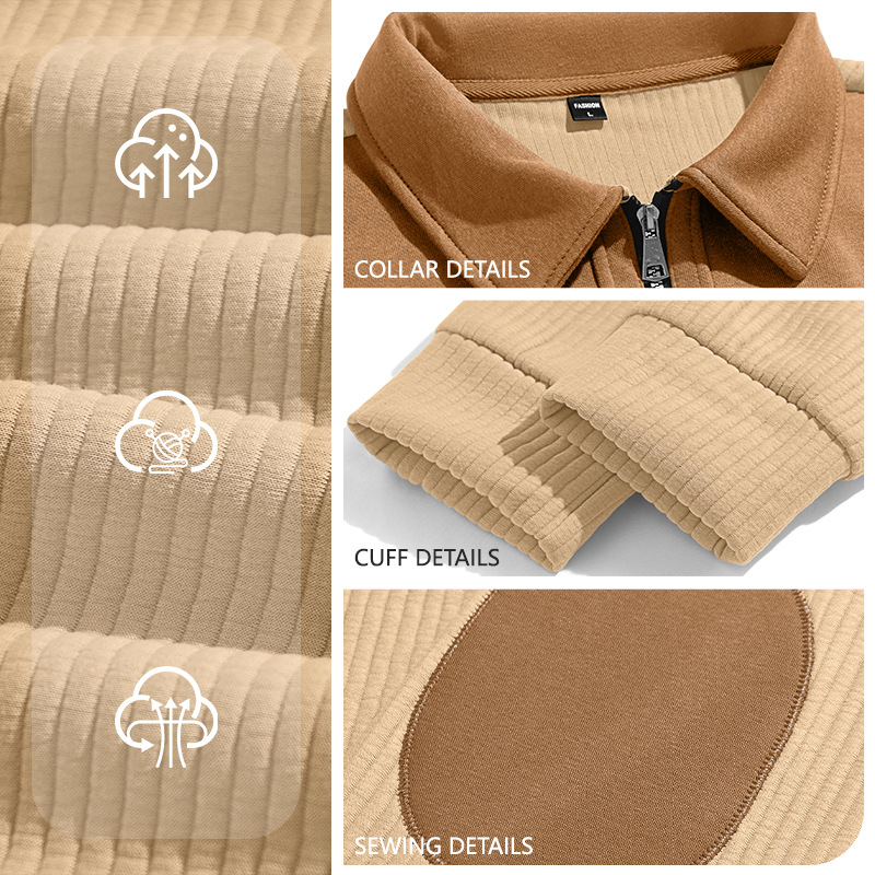 Men's Clothing Tops Sweatshirts Hoodies New Sweater Lapel Patchwork Casual Commute Sports Zip-Up Hoodie for Autumn Winter