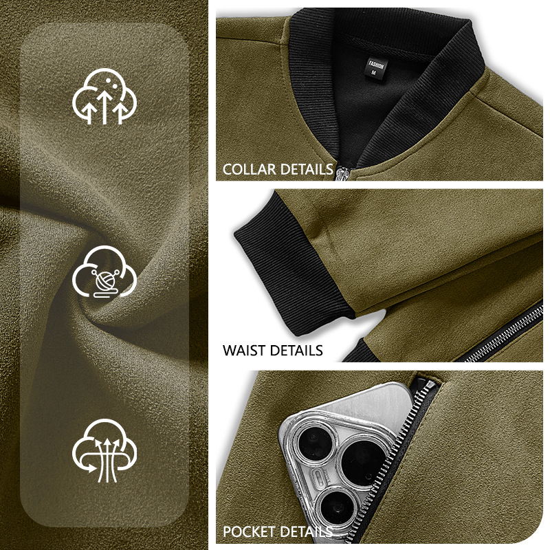 Men's Clothing Tops Jackets Coats Men's Spring Autumn Suede Pilot Jacket Retro Street Baseball Jacket Motorcycle Jacket Outerwear