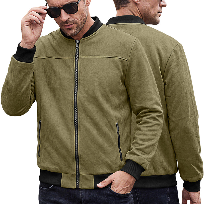 Men's Clothing Tops Jackets Coats Men's Spring Autumn Suede Pilot Jacket Retro Street Baseball Jacket Motorcycle Jacket Outerwear