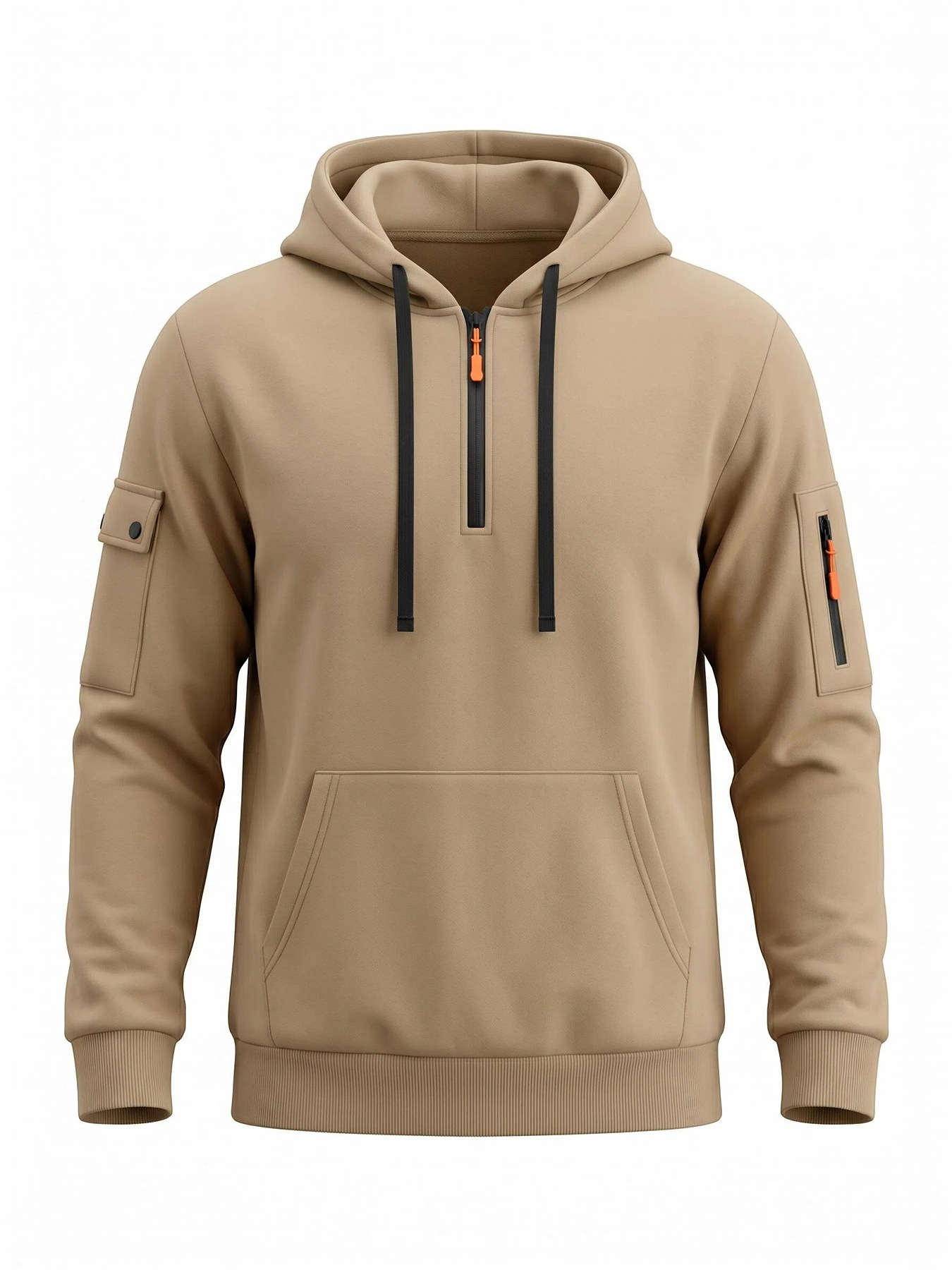 Men's Clothing Tops Sweatshirts Hoodies  Men's Autumn Winter Solid Color Drawstring Hooded Long Sleeve Sweatshirt with Side Zip Thickened Casual Sports Pullover