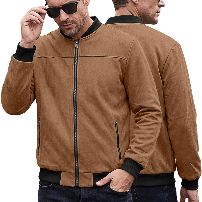 Men's Clothing Tops Jackets Coats Men's Spring Autumn Suede Pilot Jacket Retro Street Baseball Jacket Motorcycle Jacket Outerwear
