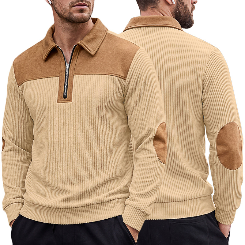 Men's Clothing Tops Sweatshirts Hoodies New Sweater Lapel Patchwork Casual Commute Sports Zip-Up Hoodie for Autumn Winter