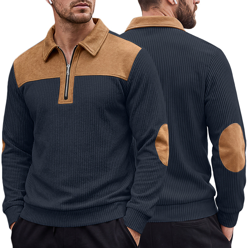 Men's Clothing Tops Sweatshirts Hoodies New Sweater Lapel Patchwork Casual Commute Sports Zip-Up Hoodie for Autumn Winter