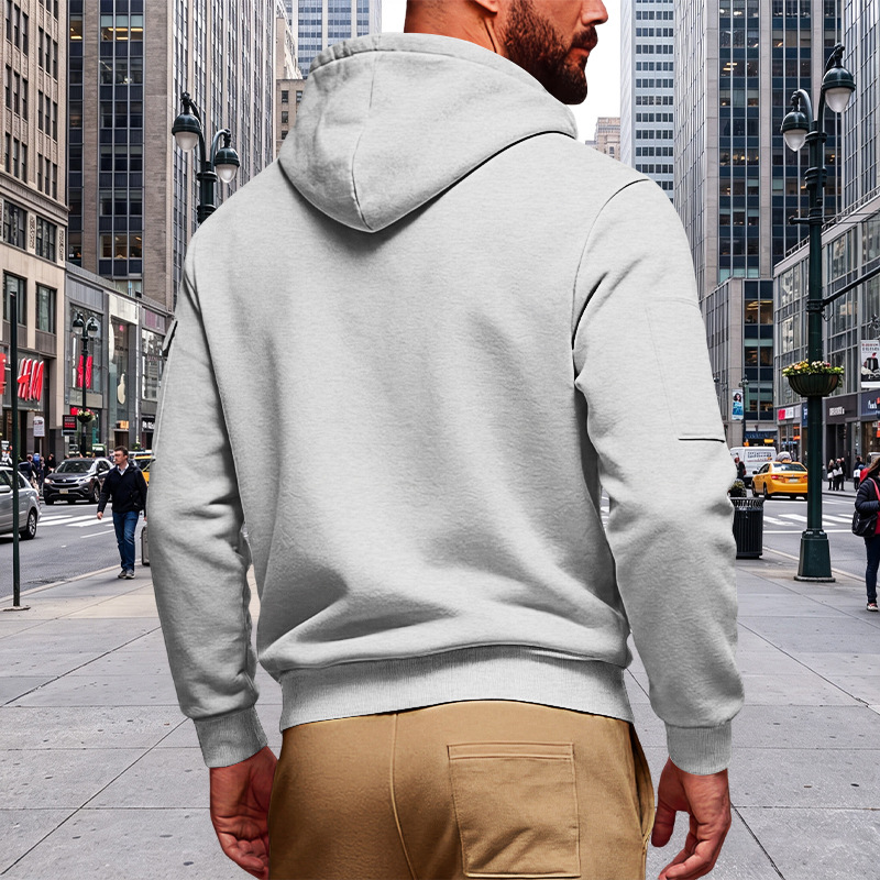 Men's Clothing Tops Jackets Coats Men's Loose Hoodie with Zipper Side Pocket Cardigan Sports Plus Size Casual Sweatshirt Jacket