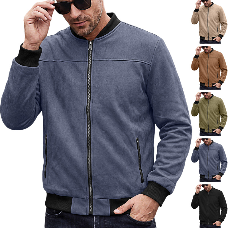 Men's Clothing Tops Jackets Coats Men's Spring Autumn Suede Pilot Jacket Retro Street Baseball Jacket Motorcycle Jacket Outerwear