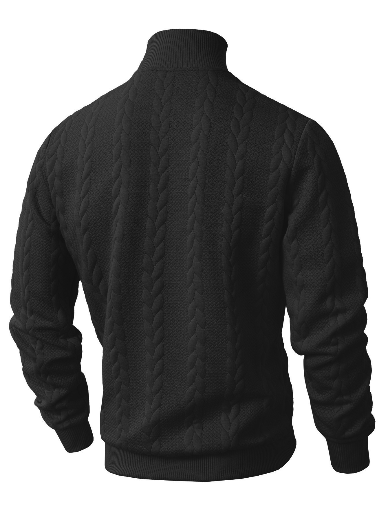 Men's Clothing Tops Sweaters Cardigans Jacquard Knit Sweater New Fall Winter Solid Color High-Neck Warm Casual Men's Long Sleeve Pullover