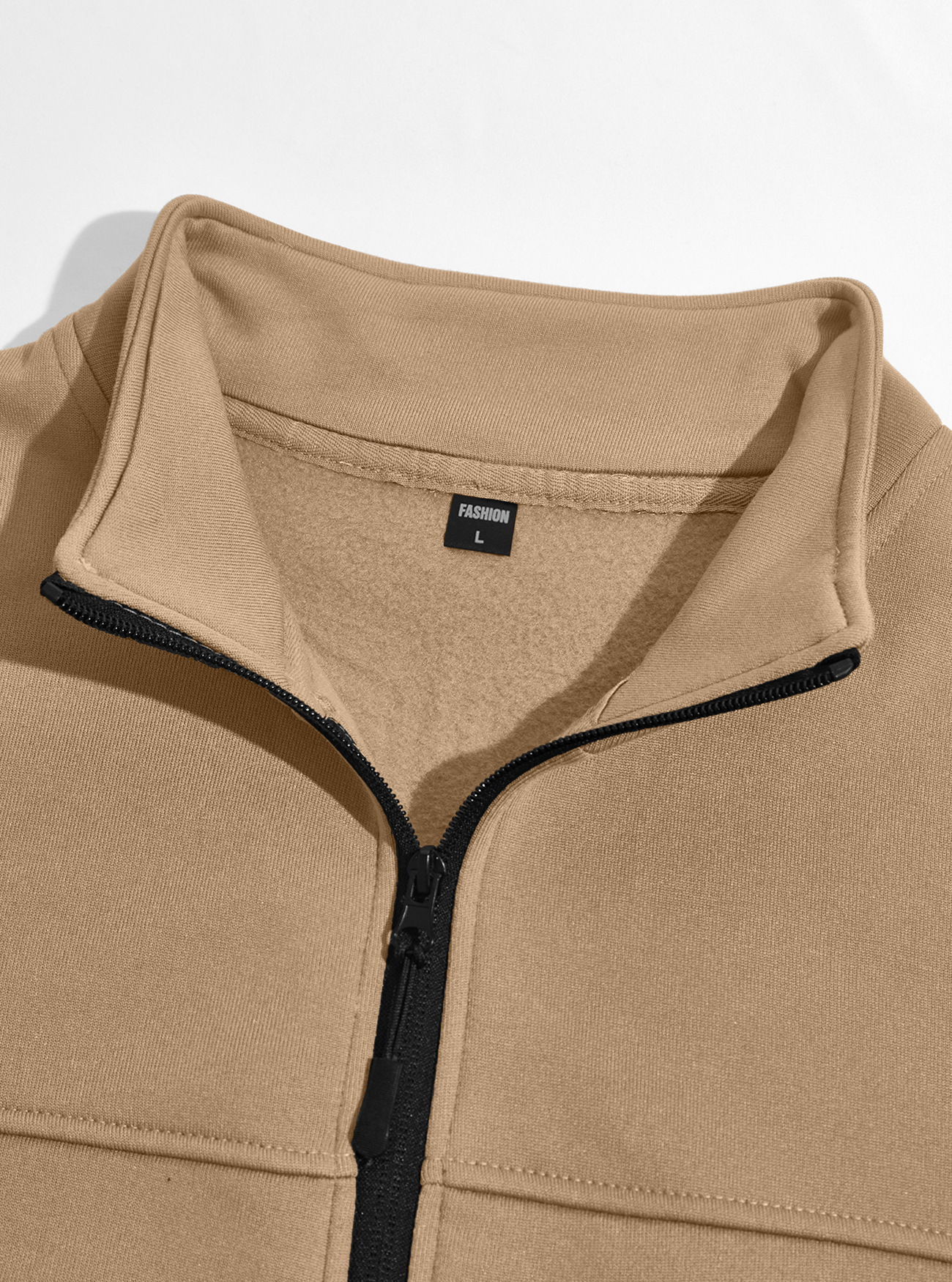 Men's Clothing Tops Jackets Coats Men's Autumn Winter Stand-Up Collar Fleece Lined Jacket with Zipper Side Pockets for Outdoor Casual Long Sleeve Sweater Coat