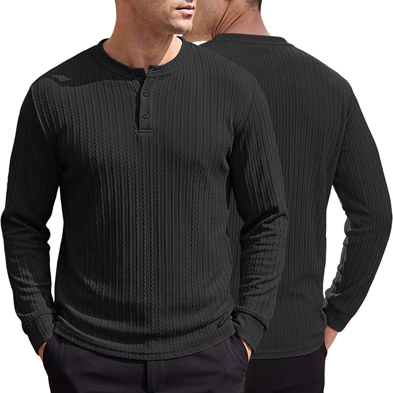Men's Clothing Tops Sweatshirts Men's Henley Shirt Retro Elastic Texture Pattern Casual Loose Oversized Long Sleeve Hoodie
