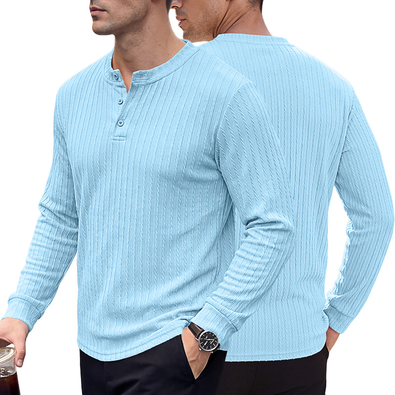 Men's Clothing Tops Sweatshirts Men's Henley Shirt Retro Elastic Texture Pattern Casual Loose Oversized Long Sleeve Hoodie