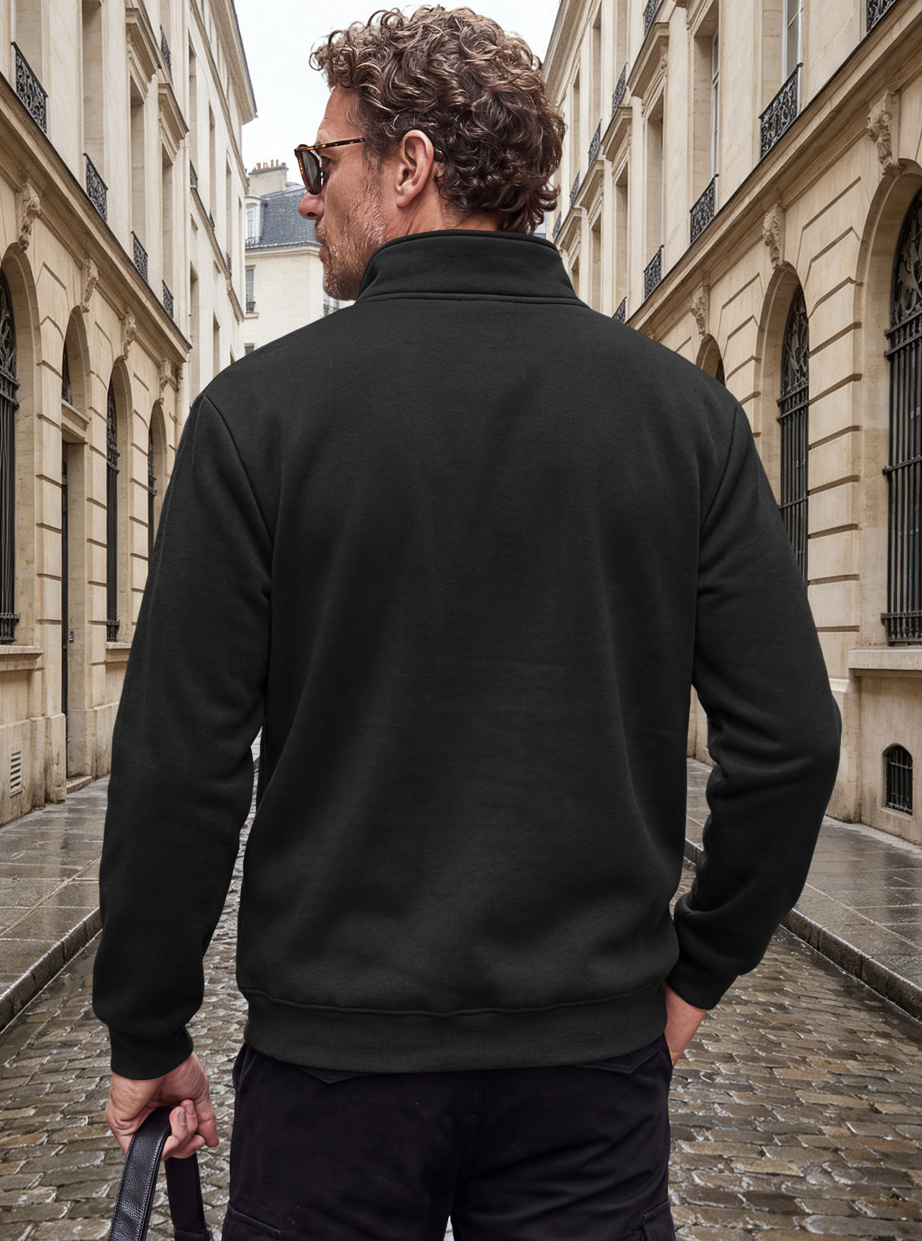 Men's Clothing Tops Jackets Coats Men's Autumn Winter Stand-Up Collar Fleece Lined Jacket with Zipper Side Pockets for Outdoor Casual Long Sleeve Sweater Coat