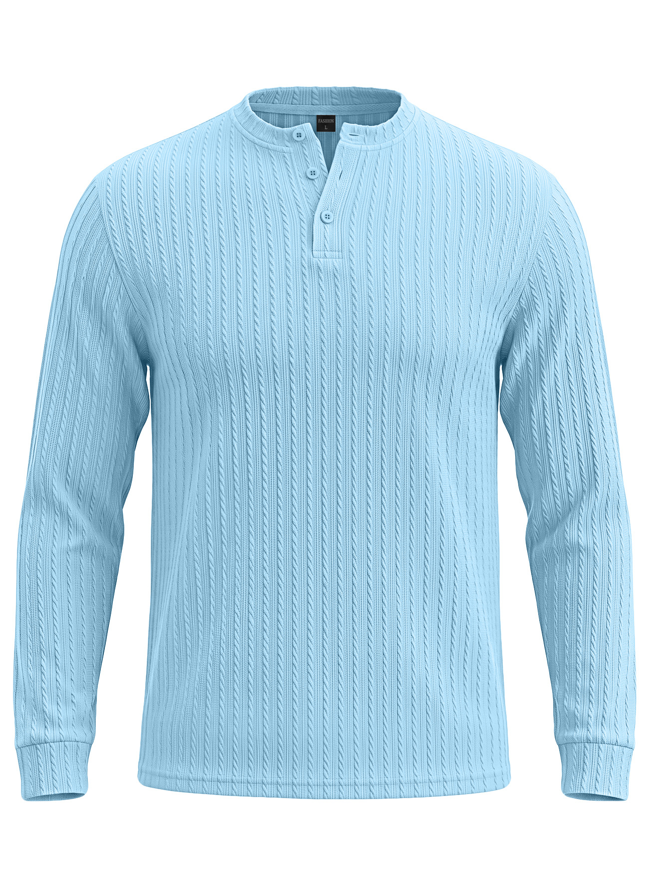 Men's Clothing Tops Sweatshirts Men's Henley Shirt Retro Elastic Texture Pattern Casual Loose Oversized Long Sleeve Hoodie