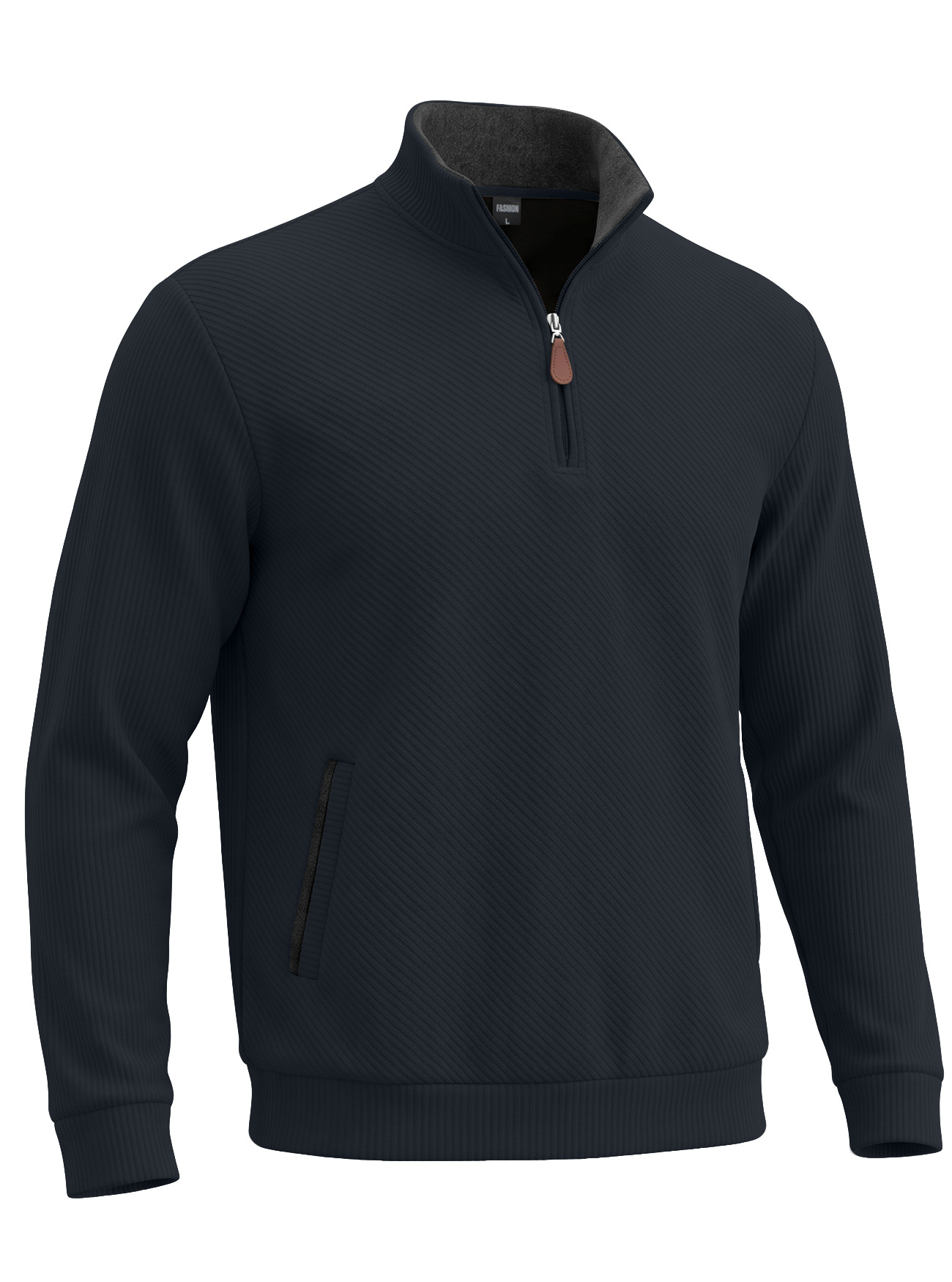 Men's Clothing Tops Sweatshirts Men's Textured Jacquard Stand Up Collar Top American Spring Autumn Zipper Pocket Pullover Casual Hoodie