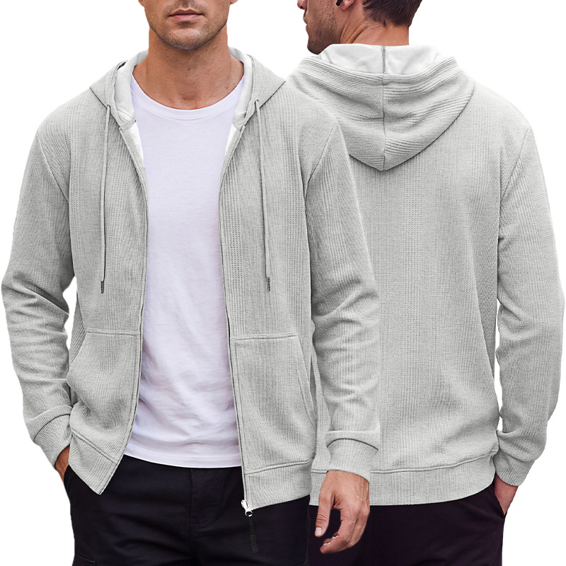 Men's Clothing Tops Sweatshirts Hoodies Men's Jacquard Waffle Pocket Hoodie Pullover Sweatshirt Casual Oversized Athletic Sweatshirt