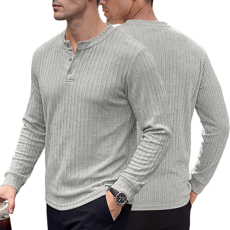 Men's Clothing Tops Sweatshirts Men's Henley Shirt Retro Elastic Texture Pattern Casual Loose Oversized Long Sleeve Hoodie