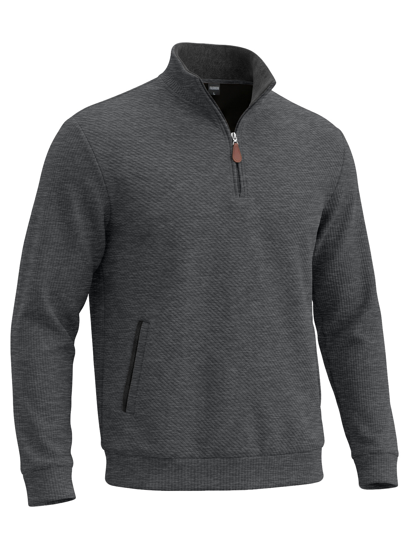 Men's Clothing Tops Sweatshirts Men's Textured Jacquard Stand Up Collar Top American Spring Autumn Zipper Pocket Pullover Casual Hoodie