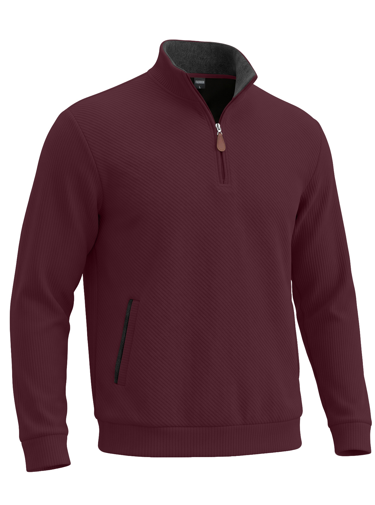 Men's Clothing Tops Sweatshirts Men's Textured Jacquard Stand Up Collar Top American Spring Autumn Zipper Pocket Pullover Casual Hoodie