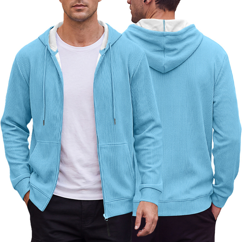 Men's Clothing Tops Sweatshirts Hoodies Men's Jacquard Waffle Pocket Hoodie Pullover Sweatshirt Casual Oversized Athletic Sweatshirt