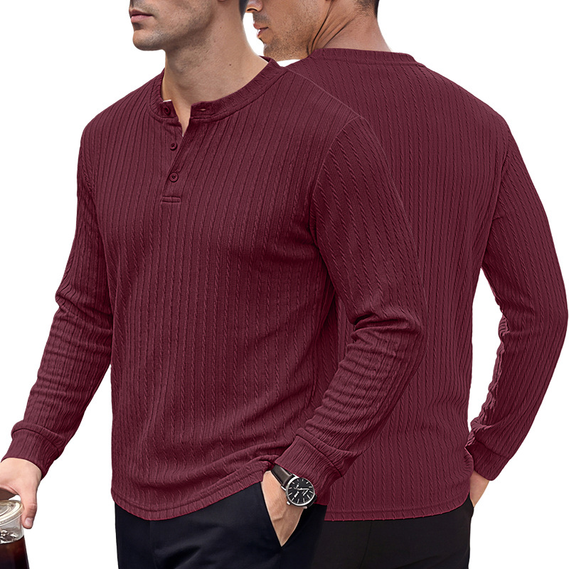 Men's Clothing Tops Sweatshirts Men's Henley Shirt Retro Elastic Texture Pattern Casual Loose Oversized Long Sleeve Hoodie