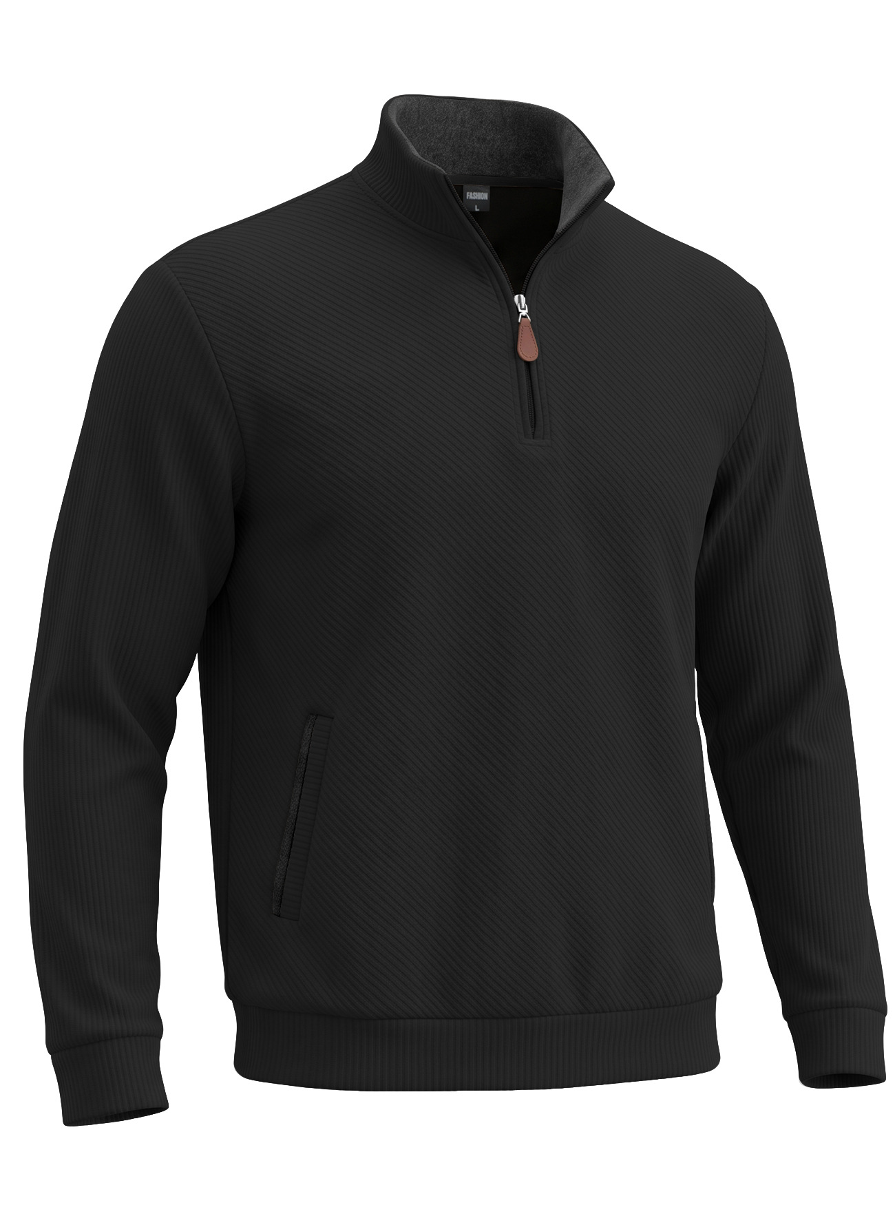 Men's Clothing Tops Sweatshirts Men's Textured Jacquard Stand Up Collar Top American Spring Autumn Zipper Pocket Pullover Casual Hoodie