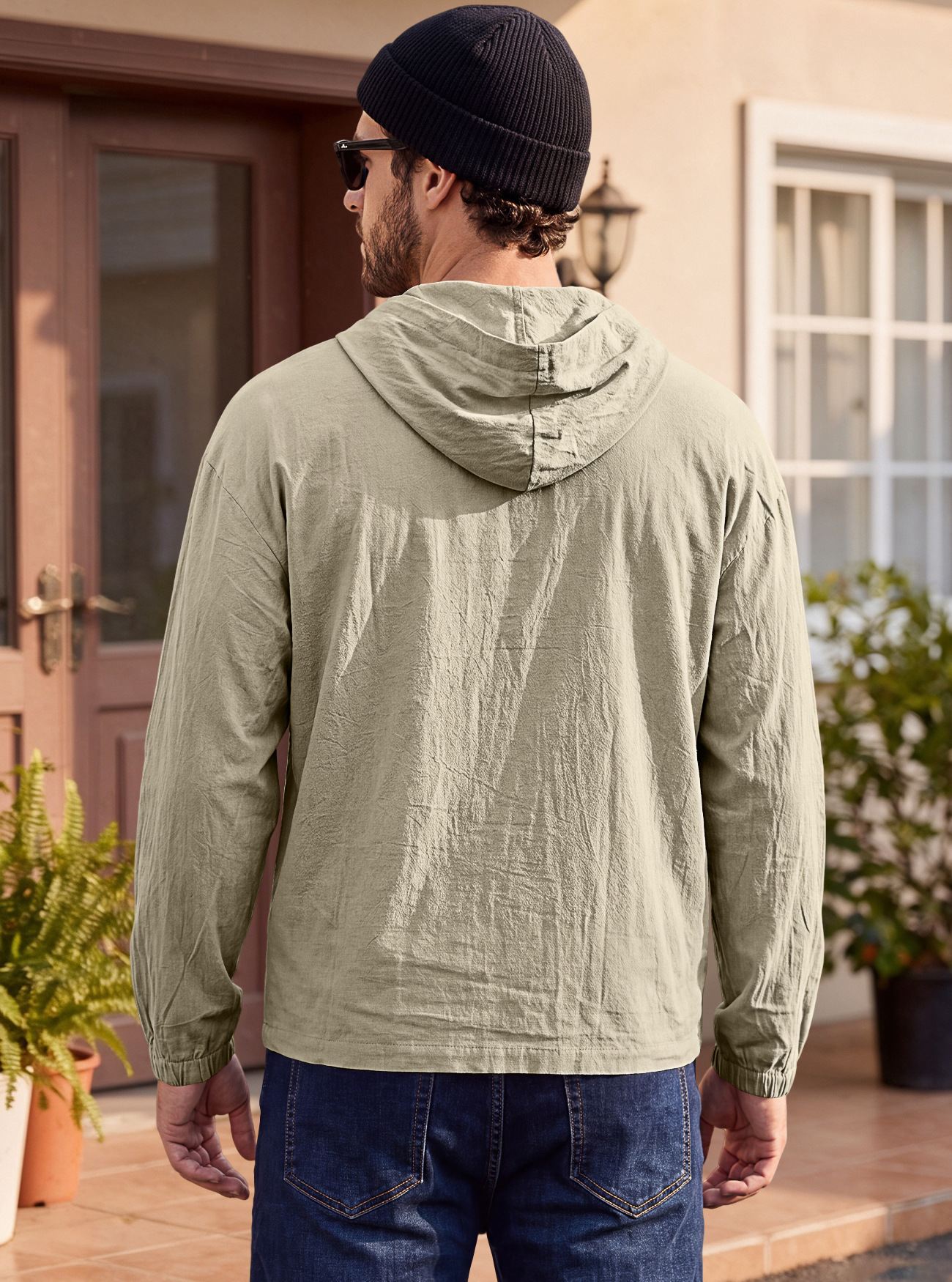 Men's Clothing Tops Men's American-Style Cotton Hooded Top with Cuffed Sleeves Pullover Shirt Outdoor Casual Long-Sleeved Sweatshirts Hoodies