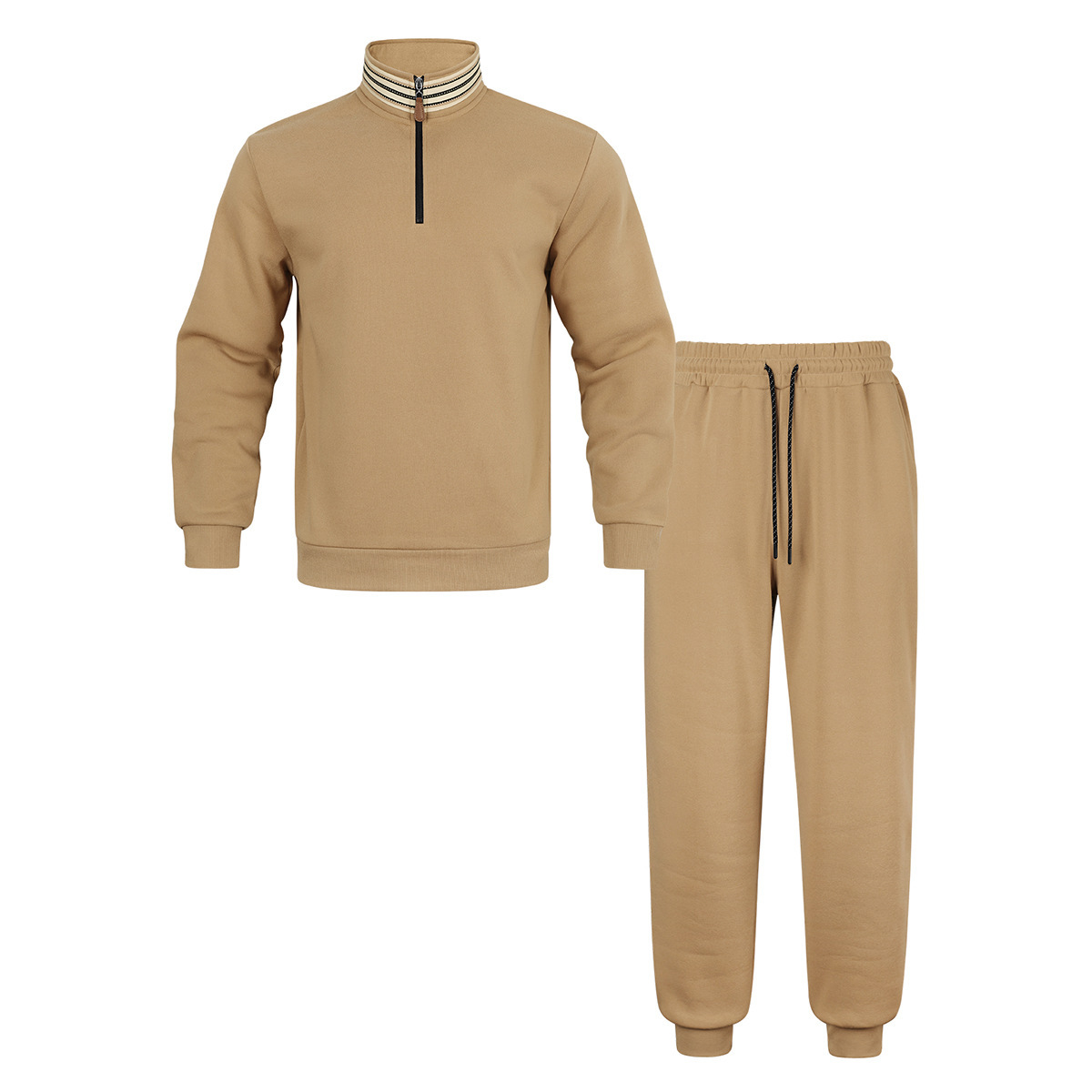 Men's Clothing Sets Two-Piece Outfits Men's Autumn Winter Sweater Pants Two-Piece Set Striped Half-Zipper Stand Collar Casual Sportswear