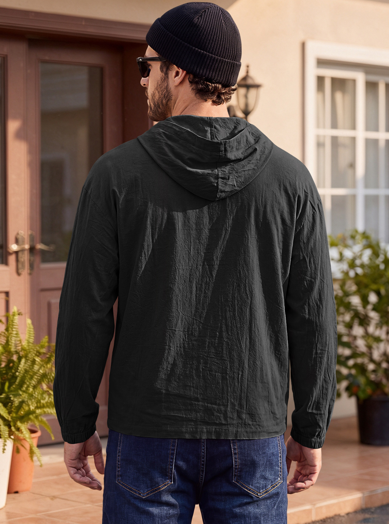 Men's Clothing Tops Men's American-Style Cotton Hooded Top with Cuffed Sleeves Pullover Shirt Outdoor Casual Long-Sleeved Sweatshirts Hoodies