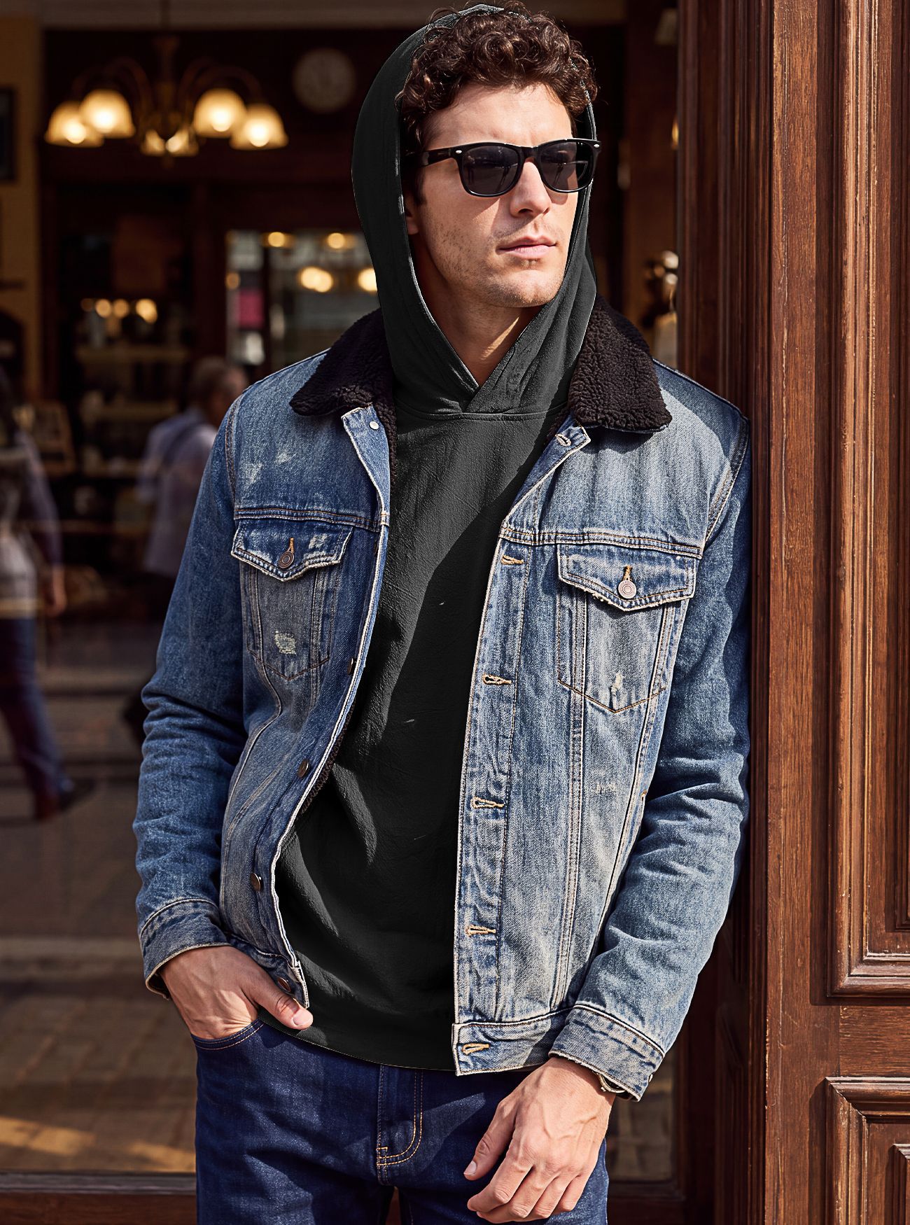 Men's Clothing Tops Men's American-Style Cotton Hooded Top with Cuffed Sleeves Pullover Shirt Outdoor Casual Long-Sleeved Sweatshirts Hoodies
