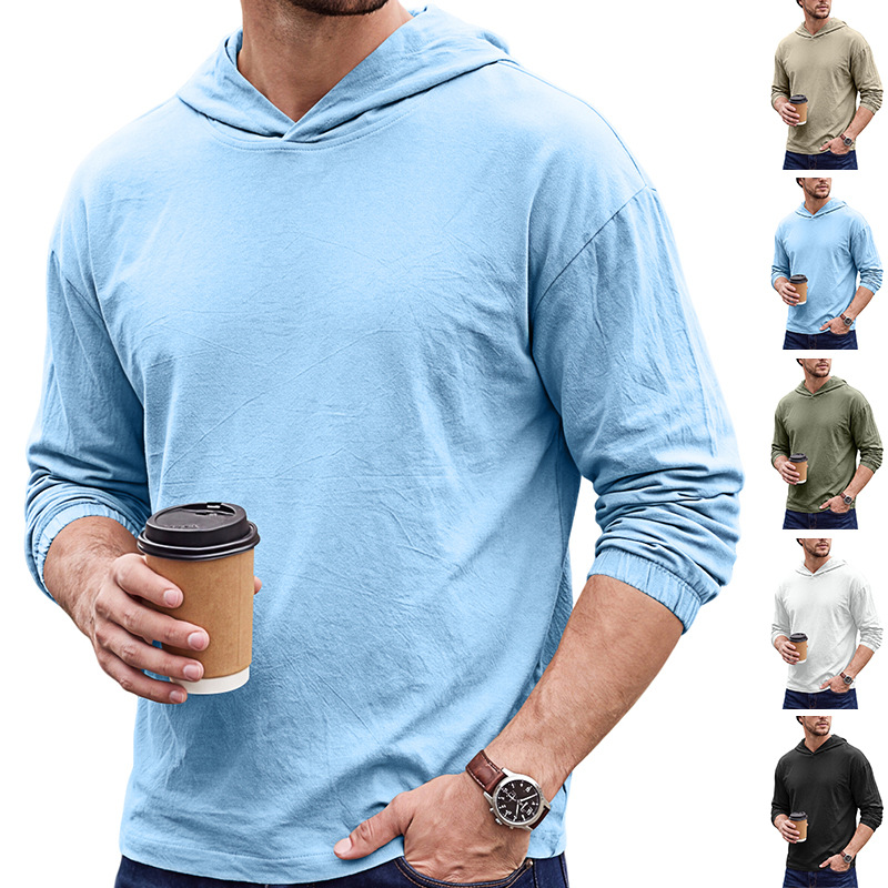 Men's Clothing Tops Men's American-Style Cotton Hooded Top with Cuffed Sleeves Pullover Shirt Outdoor Casual Long-Sleeved Sweatshirts Hoodies