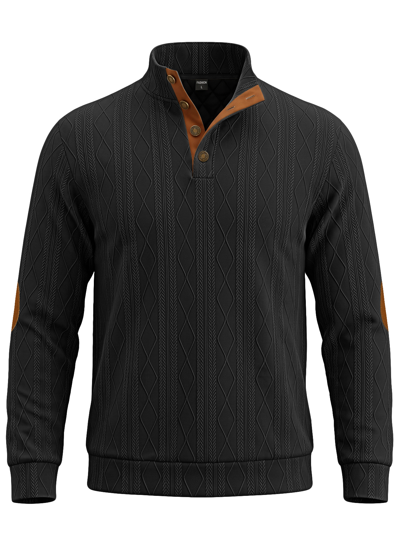Men's Clothing Tops Sweatshirts Men's American-Style Pullover Sweater Autumn Winter Diamond Jacquard Top with Elbow Pads Loose-Fitting Long-Sleeved Casual Hoodie