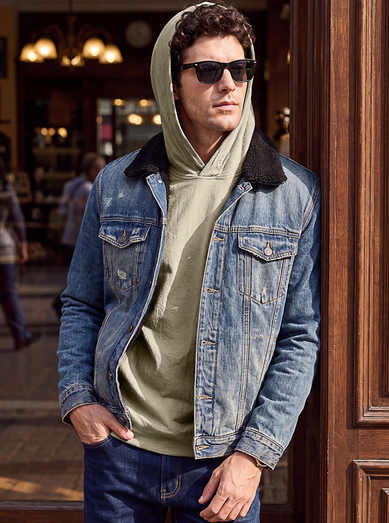 Men's Clothing Tops Men's American-Style Cotton Hooded Top with Cuffed Sleeves Pullover Shirt Outdoor Casual Long-Sleeved Sweatshirts Hoodies