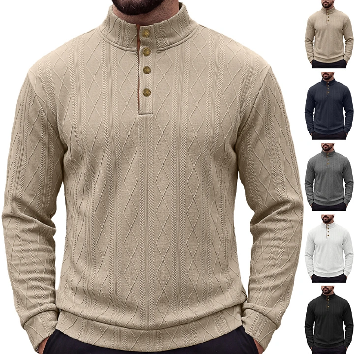 Men's Clothing Tops Sweatshirts Men's American-Style Pullover Sweater Autumn Winter Diamond Jacquard Top with Elbow Pads Loose-Fitting Long-Sleeved Casual Hoodie