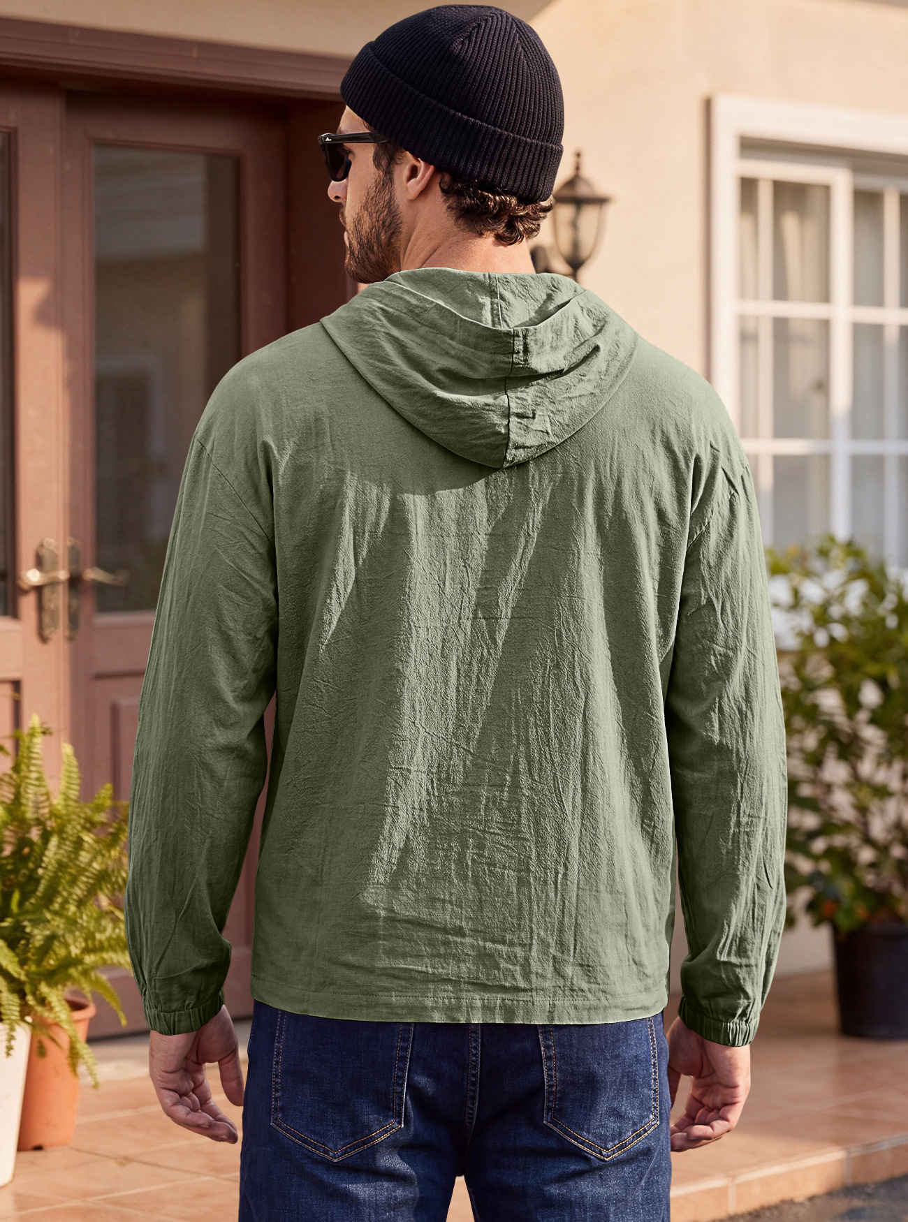Men's Clothing Tops Men's American-Style Cotton Hooded Top with Cuffed Sleeves Pullover Shirt Outdoor Casual Long-Sleeved Sweatshirts Hoodies