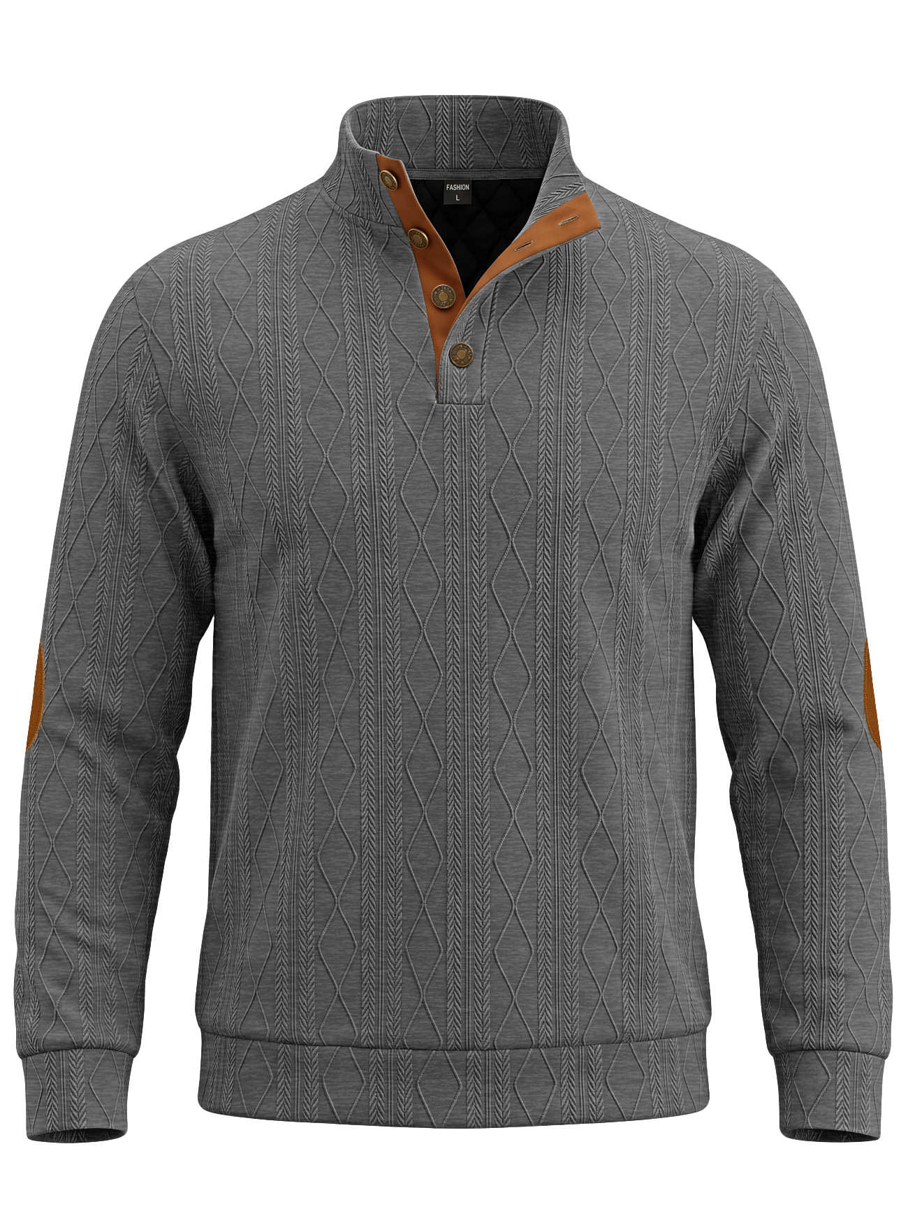 Men's Clothing Tops Sweatshirts Men's American-Style Pullover Sweater Autumn Winter Diamond Jacquard Top with Elbow Pads Loose-Fitting Long-Sleeved Casual Hoodie