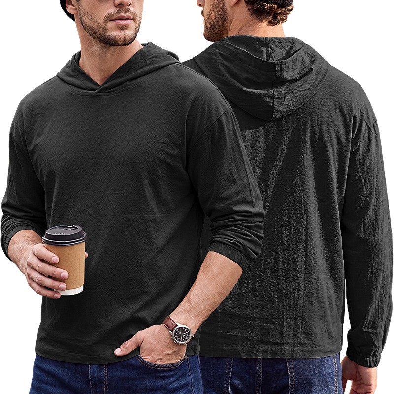 Men's Clothing Tops Men's American-Style Cotton Hooded Top with Cuffed Sleeves Pullover Shirt Outdoor Casual Long-Sleeved Sweatshirts Hoodies