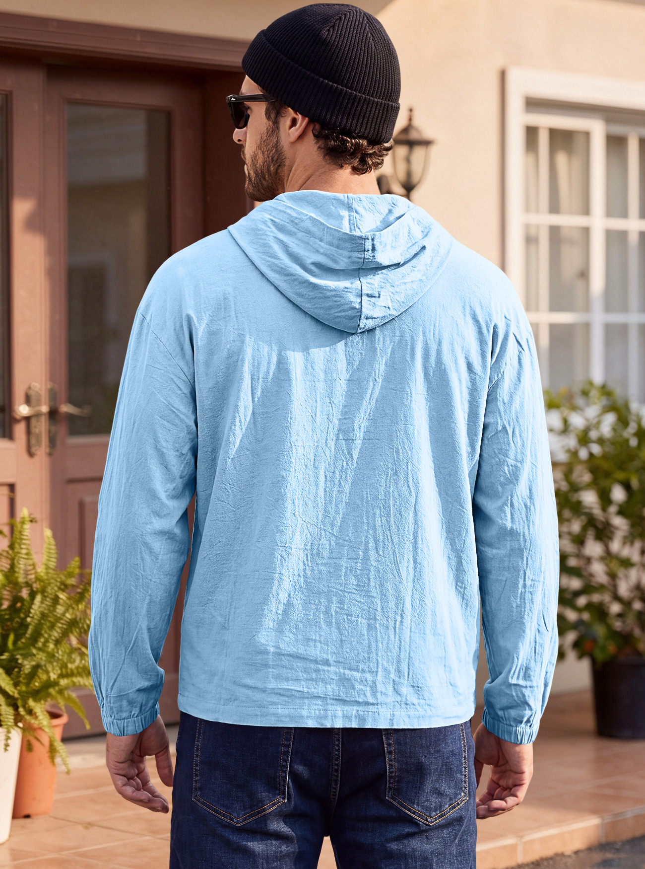 Men's Clothing Tops Men's American-Style Cotton Hooded Top with Cuffed Sleeves Pullover Shirt Outdoor Casual Long-Sleeved Sweatshirts Hoodies