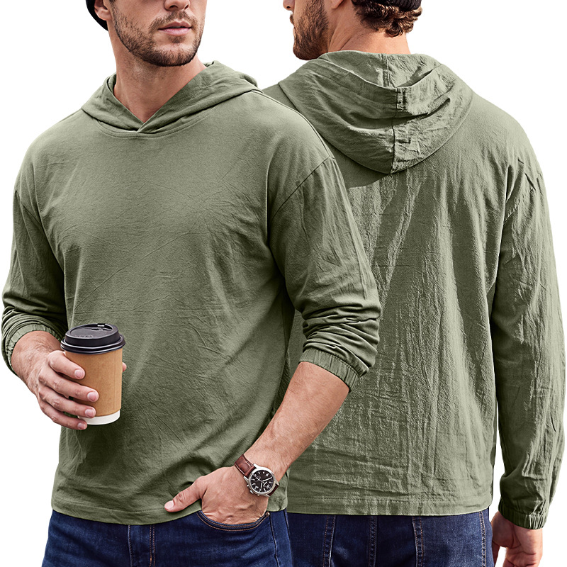 Men's Clothing Tops Men's American-Style Cotton Hooded Top with Cuffed Sleeves Pullover Shirt Outdoor Casual Long-Sleeved Sweatshirts Hoodies