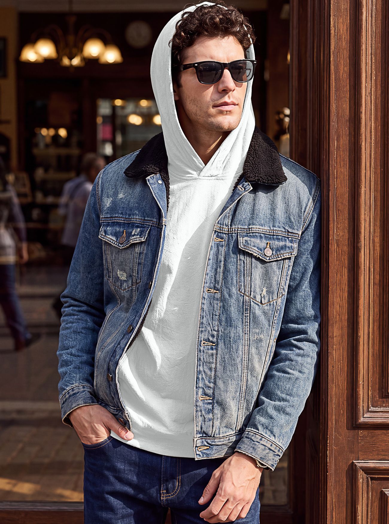 Men's Clothing Tops Men's American-Style Cotton Hooded Top with Cuffed Sleeves Pullover Shirt Outdoor Casual Long-Sleeved Sweatshirts Hoodies