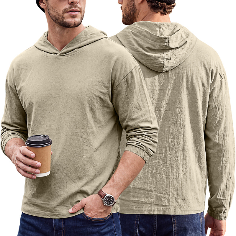 Men's Clothing Tops Men's American-Style Cotton Hooded Top with Cuffed Sleeves Pullover Shirt Outdoor Casual Long-Sleeved Sweatshirts Hoodies