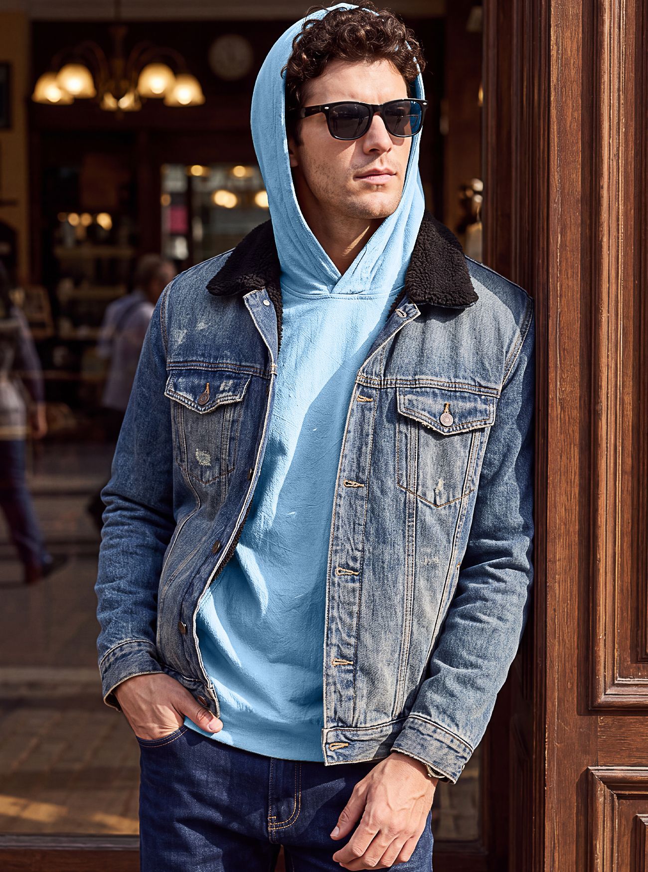 Men's Clothing Tops Men's American-Style Cotton Hooded Top with Cuffed Sleeves Pullover Shirt Outdoor Casual Long-Sleeved Sweatshirts Hoodies