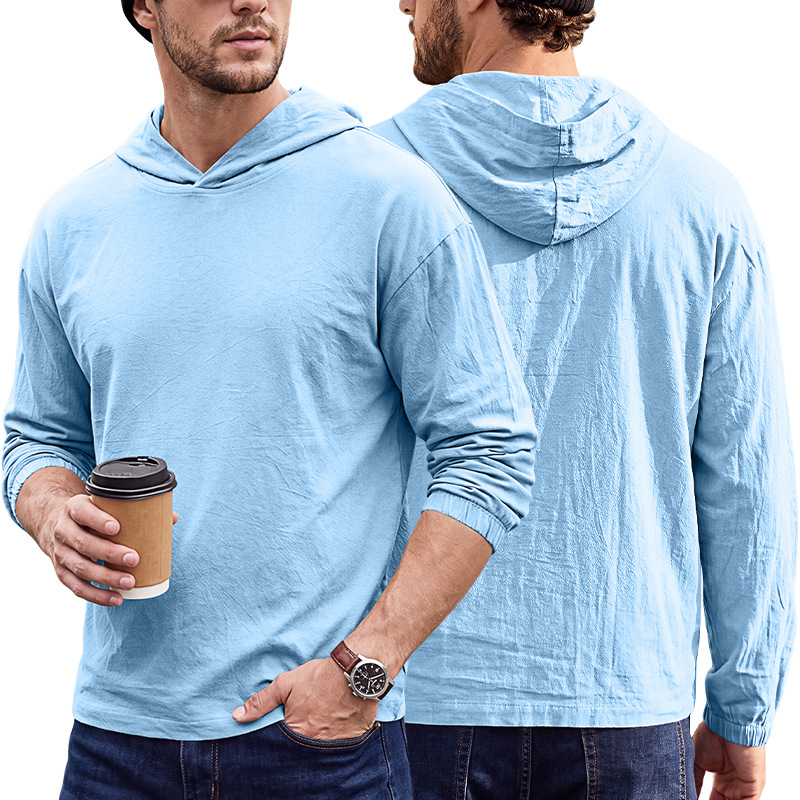 Men's Clothing Tops Men's American-Style Cotton Hooded Top with Cuffed Sleeves Pullover Shirt Outdoor Casual Long-Sleeved Sweatshirts Hoodies